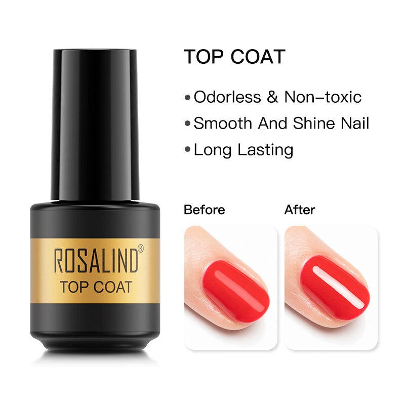 Rosalind 7Ml Top Gel Nail Jas Alle Voor Manicure Hybrid Vernissen Nail Art Semi Permanente Beschermen Nail Gel Clear kleur Losweken