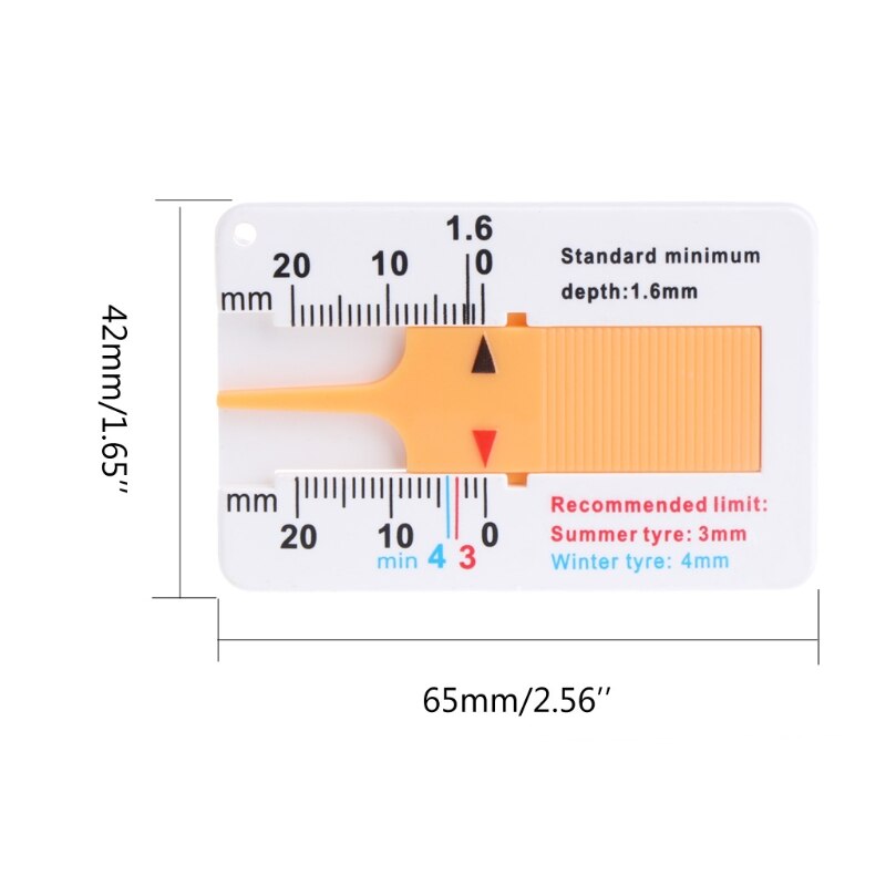 Tyre Tread Depth Gauge Car Motorcycle Trailer Wheel Keychain Measure Tool