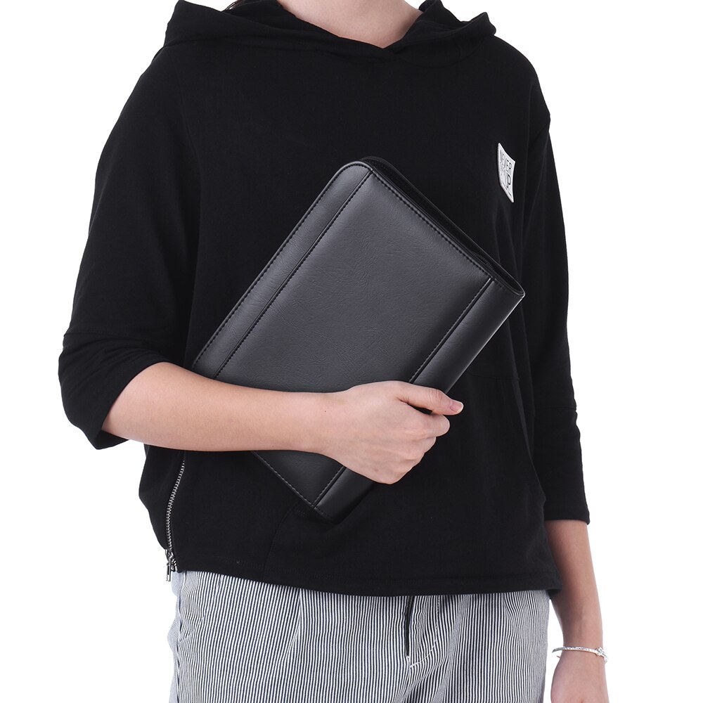 Padfolio Folder A5 PU Leather Business Document Case Organizer Zippered Closure with Calculator Card Holder Memo