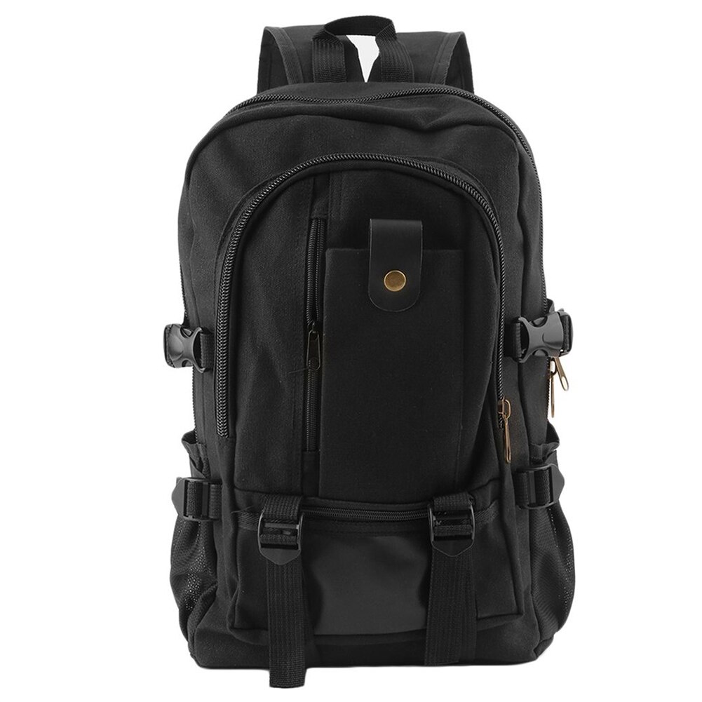 Large Capacity Canvas Men Laptop Backpack Casual Travel Rucksacks Canvas Travel Bag For Teenager Top Mochila Escolar: Black
