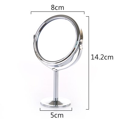 Lille makeup spejl desktop rundt ovalt bordspejl simpelt dame husstand metal roterende dobbeltsidet makeup spejl wjb 411: Rund