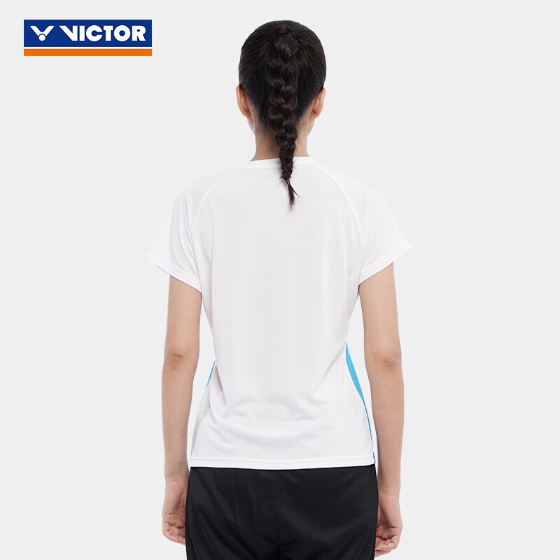 T-shirt à manches courtes de Badminton Victor , nouvelle série de concours de contraste de couleur pour femmes T-01008