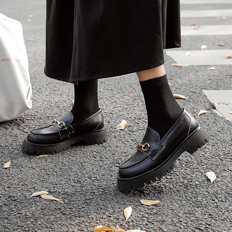 Female Loafers Flat Platform Women Shoes Size35-40 Casual Slip-on Round Toe Solid Black Ladies Shoes For Women лоферы женские