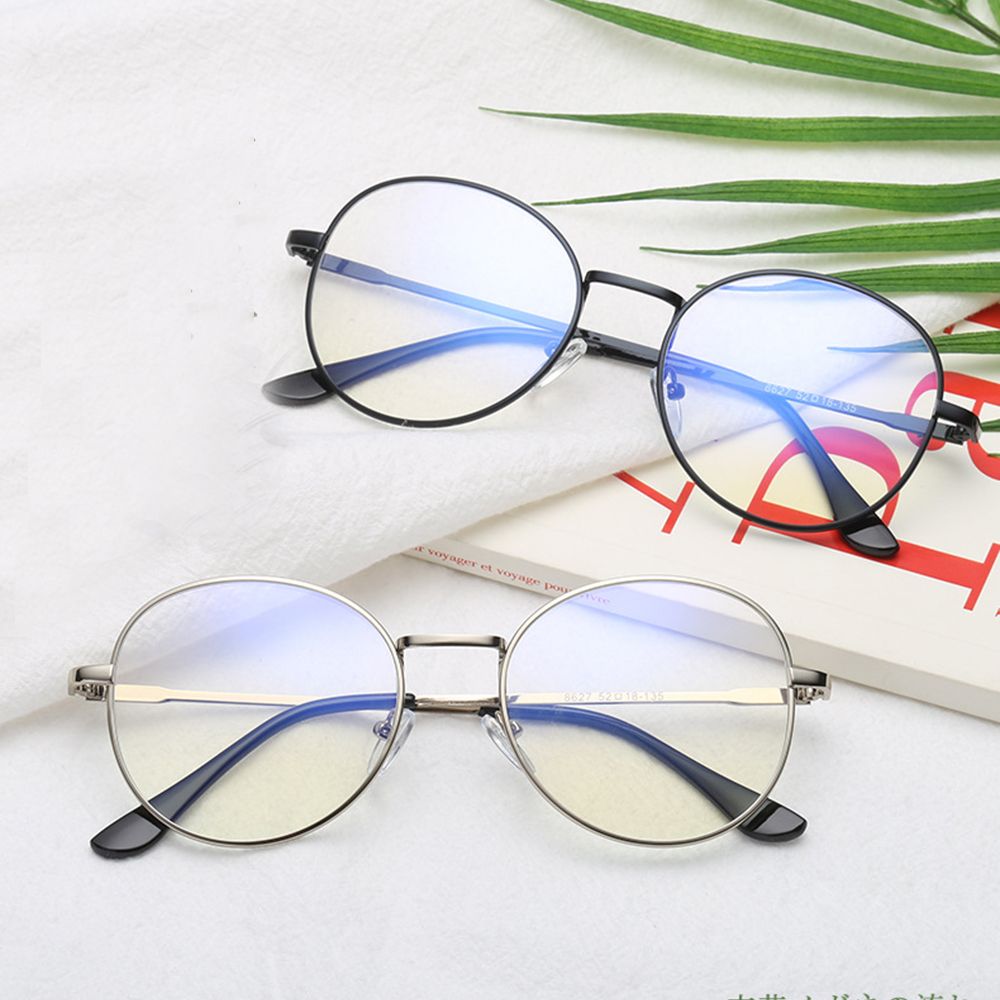 Vintage Metal Unisex Computer Round Frame Glasses Women Rays Radiation Eyewear Frame Anti Blue Light Circle Eye Glasses