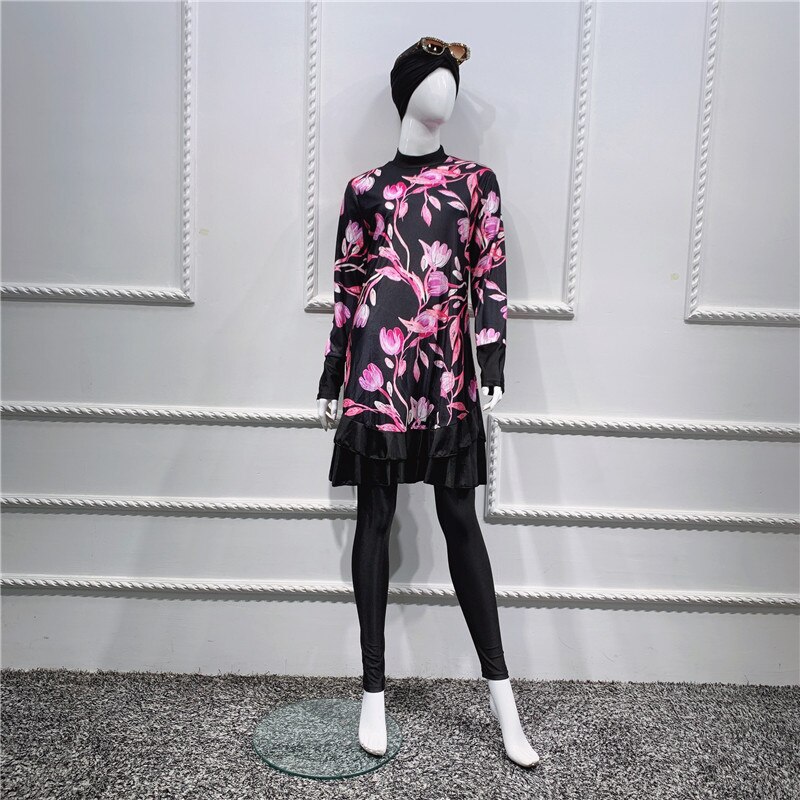 Burkini, langer muslimischer badeanzug für frauen, 3 -teilig, abaya, dubai, arabische damenbadeanzüge, türkei, maillots de bains, muslims ensemble  f2966: Xl