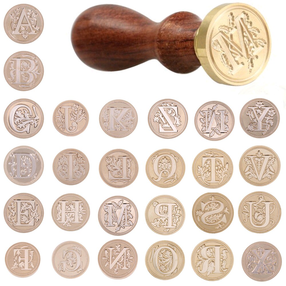 Retro 26 Letter Pattern Wax Seal Stamps Wooden Sealing Scrapbooking Stamp Ancient Seal Post Letters Craft DIY Decoration Tool
