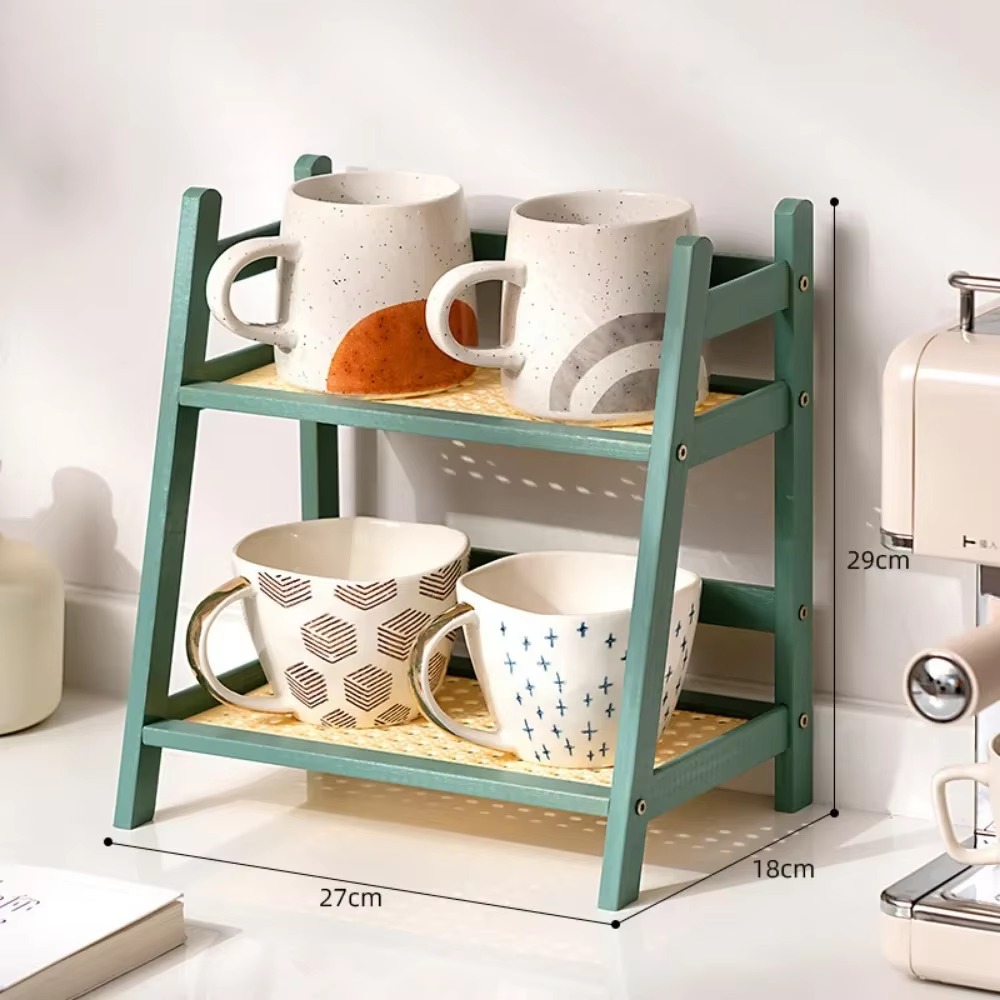 Bambus Doppelschicht Rack Offener Typ Blumentopf Ständer Schreibtische Lagerung Organizer Kleinigkeiten Lagerregal Schreibtisch Kaffee Bar Theke Regal