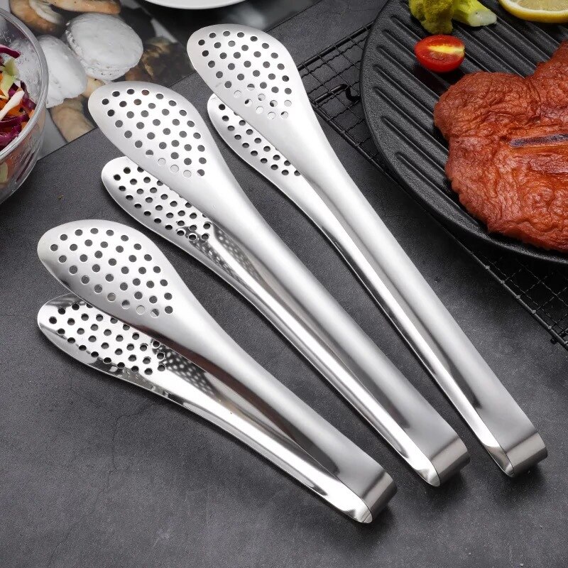 Stainless Steel Food Tongs BBQ Kitchen Cooking Food Serving Buffet Utensil Clip Thickened Steak Clip Bread and Food Tongs