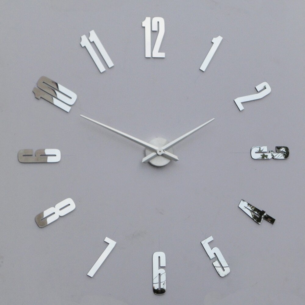 Reloj de pared grande 3D DIY, sala de estar silenciosos para grandes relojes digitales, números árabes, pegatinas de espejo autoadhesivas para pared, decoración del hogar
