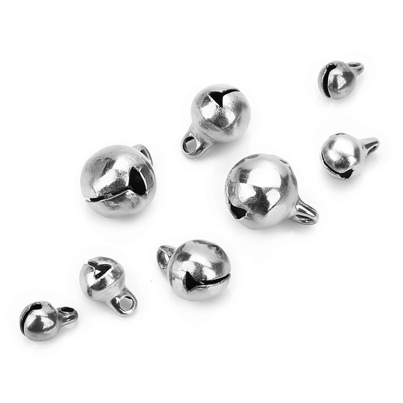 Sauvoo 30 stks/partij Rvs Jingle Bells 5mm 6mm 8mm 10mm End Charms Bead voor Armbanden kerst Ambachten Sieraden Decration