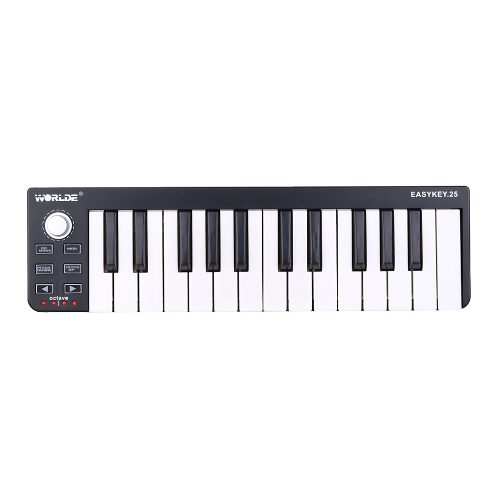 Worlde teclado MIDI del controlador MIDI y de tambor almohadilla MINI 25-clave Ultra-portátil USB MIDI controlador de teclado teclados de Piano