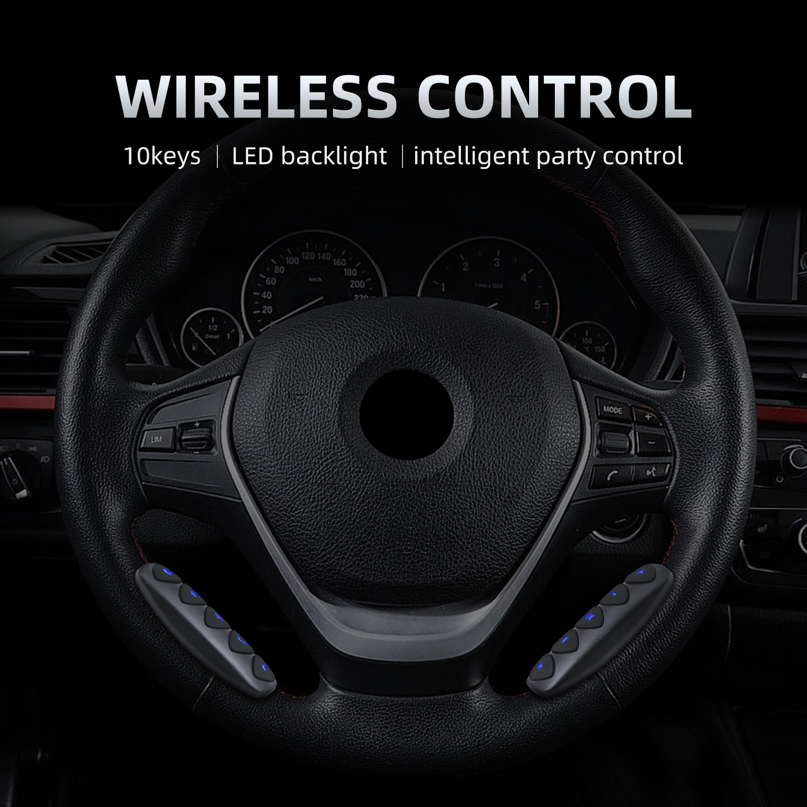 Pulsante di controllo wireless per auto compatibile senza fili Bluetooth 10 tasti Telecomando multifunzione per autoradio DVD GPS Multimedia