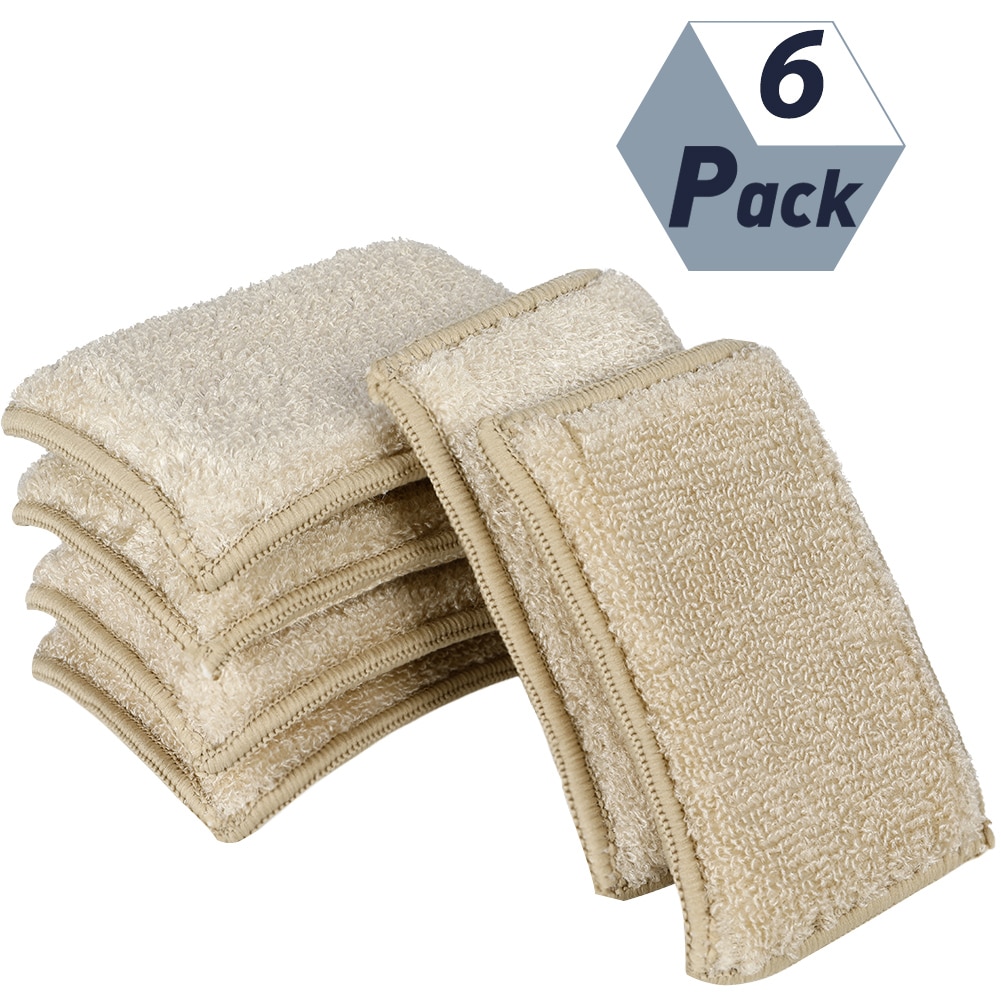 Set van 6 bamboevezels, spons, afwasmiddel, afwasmiddel, afwasmiddel, afwasmiddel, multifunctionele schoonmaakdoeken, poetsdoeken