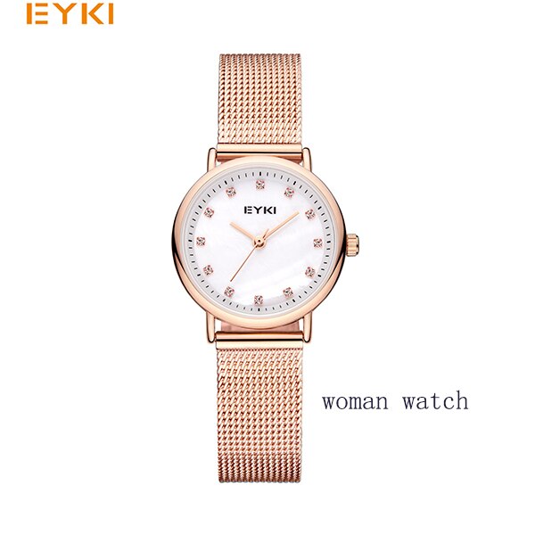 EYKI Couple tissage Mech bracelet montres Simple milanais en acier inoxydable hommes femmes tenue décontractée montre Ultra mince Relogio: 7063-7