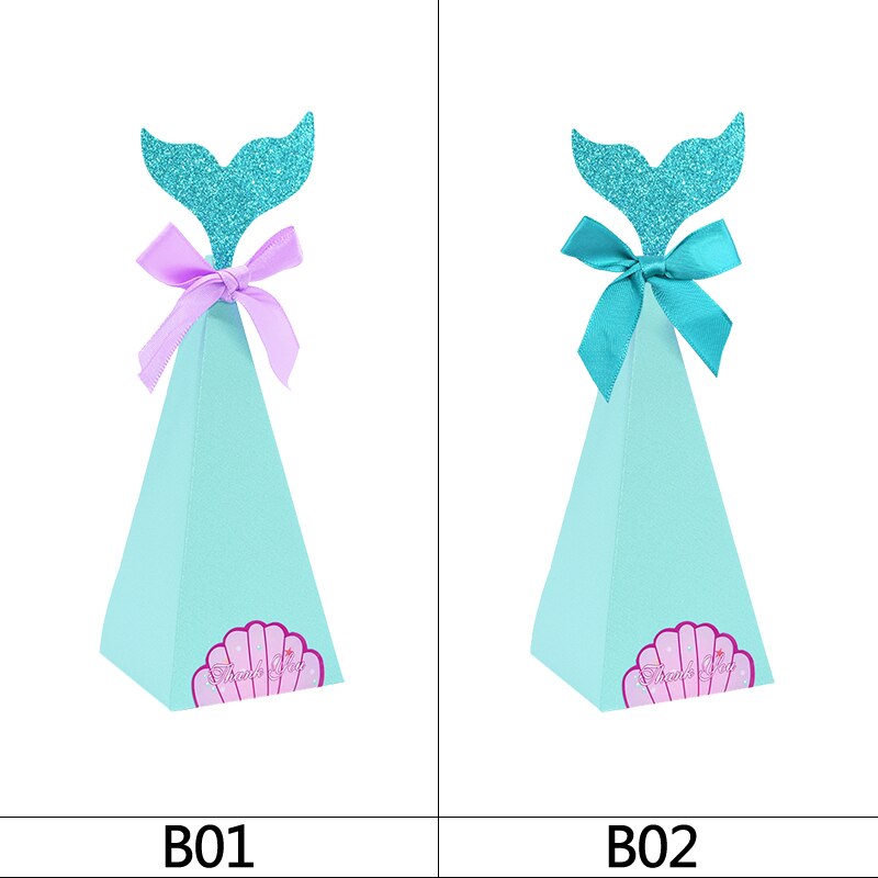 Mermaid Snoep Box Diy Papier Doos Zakken Mermaid Verjaardag Decoraties Kleine Zeemeermin Geschenkdoos Voor Kids Birthday Party Favor Supplies