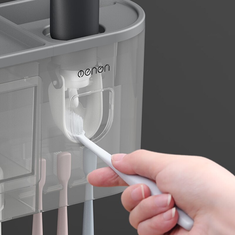 Magnetic Adsorption Toothbrush Holder Automatic Toothpaste Squeezer Home Storage Shelves Wall-mounted Bathroom Accessories Set