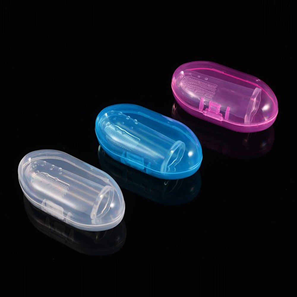 Gezonde Baby Tandenborstel Doos Tandenborstel Massage Opslag Wit/Roze/Blauw Plastic Siliconen Babyfingertoothbrush Babyfingertoy