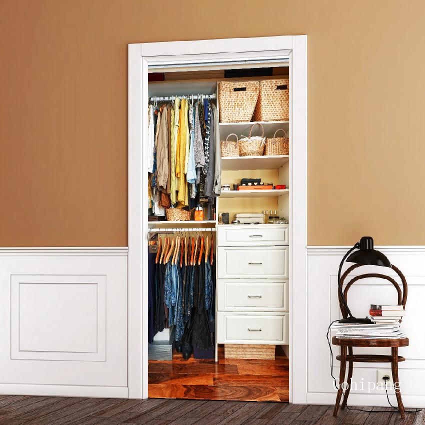 3D Door Decoration Wallpaper Modern Door Sticker Self-adhesive Waterproof Poster Home Door Renew Mural Decal deur sticker: plum / 77x200cm