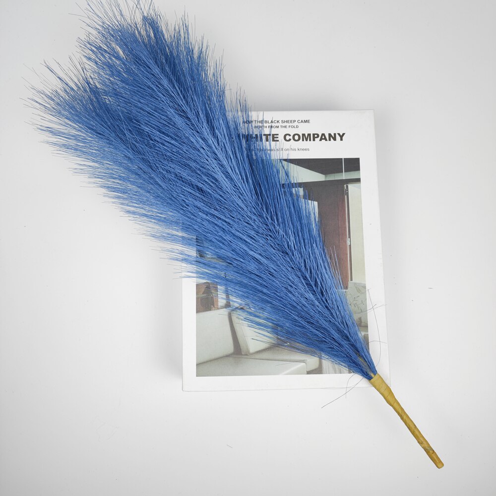 Faux Pampas Grass 17''/44cm Short Pampas Grass for Boho Home Office Decoration Artificial Reed for Floral Arrangement Vase Fills: Bright Blue 1pc