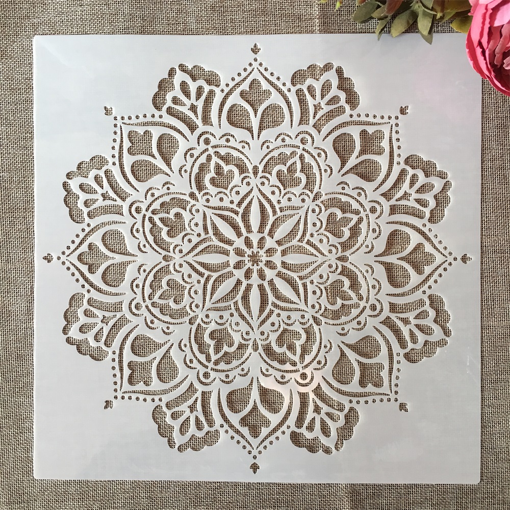 30*30cm geometri mandala hjerte krone gør-det-selv lagdeling stencils maleri scrapbog farvelægning prægning album dekorativ skabelon: Grøn