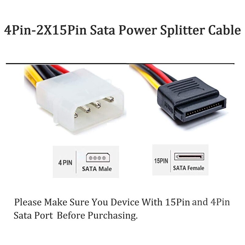 5Pcs 4 Pin Molex Naar Sata Power Cable Adapter Voor Ide 8 Inches