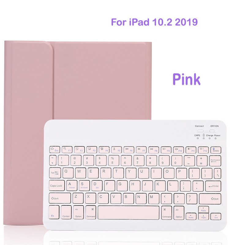 Case For iPad 10.2 9.7 5th 6th 7th Generation bluetooth Keyboard Case for iPad Air 1 2 3 Pro 10.5 11 12.9 Cover: For iPad 10.2 Pink