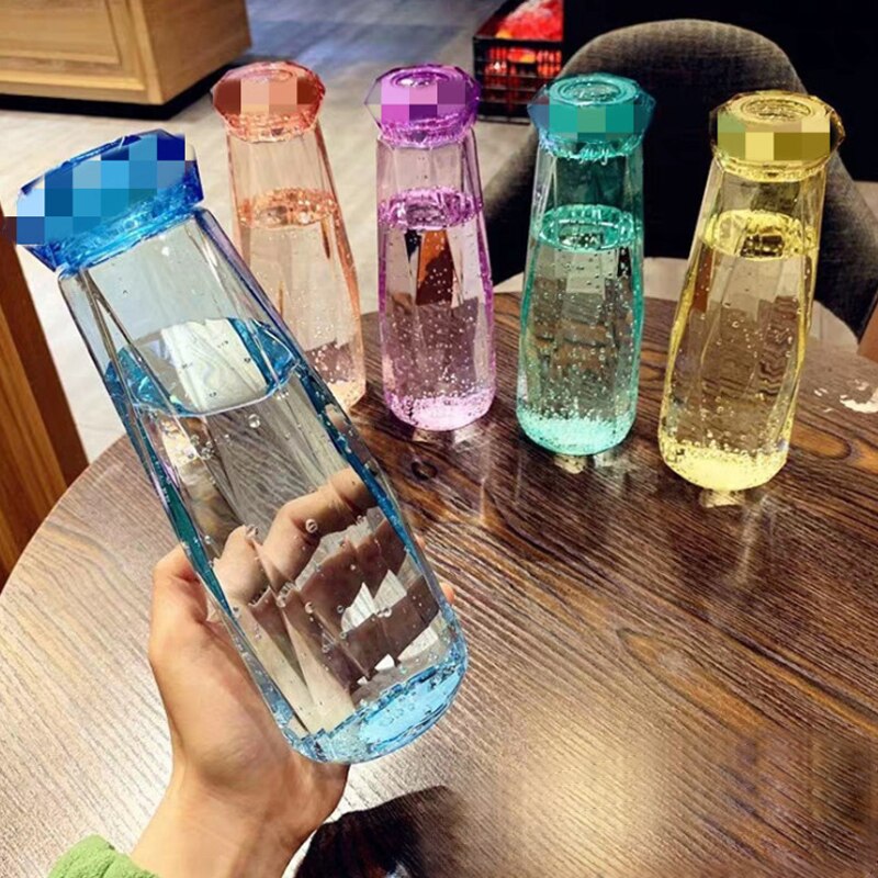 Gebühr Kristall Diamant Wasser Flasche bap Frei 420ML Glas Sport Flasche botella de agua Leck nachweisen draussen Reise Flasche für Mädchen