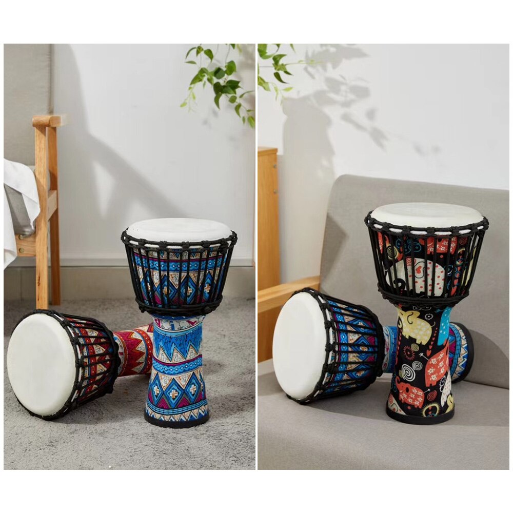 8 zoll Tragbare Afrikanische Trommel Djembe Hand Trommel mit Bunten Kunst Muster Percussion Musical Instrument