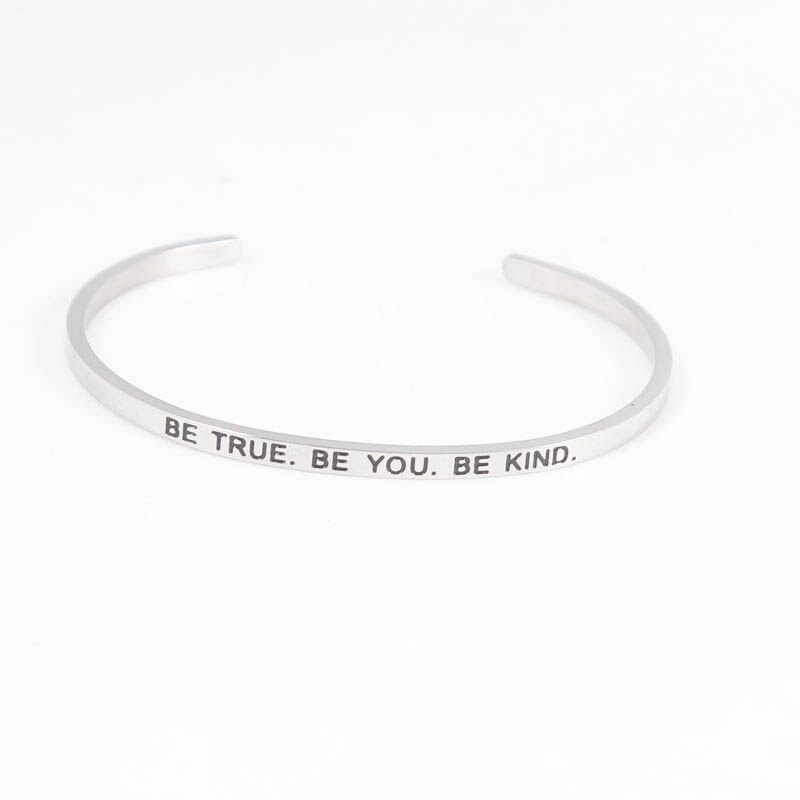 3.2mm Stainless Steel Bangle Engraved you are my sunshine Inspirational Quote Cuff Mantra Bracelet for Women: 18