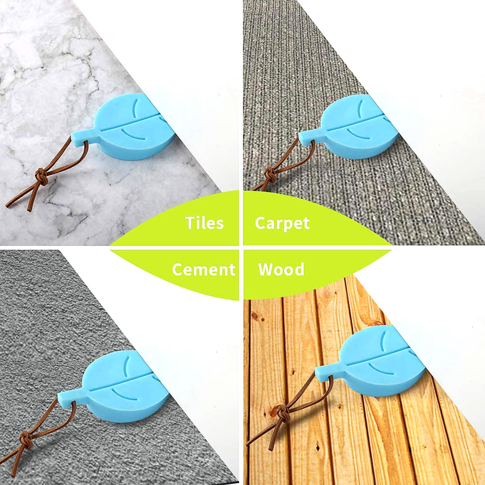 Leaf Style tope de protección de puerta de silicona, Protector de dedos de cuña, lindo dibujos animados silicona Flexible puerta ventana topes con cordón