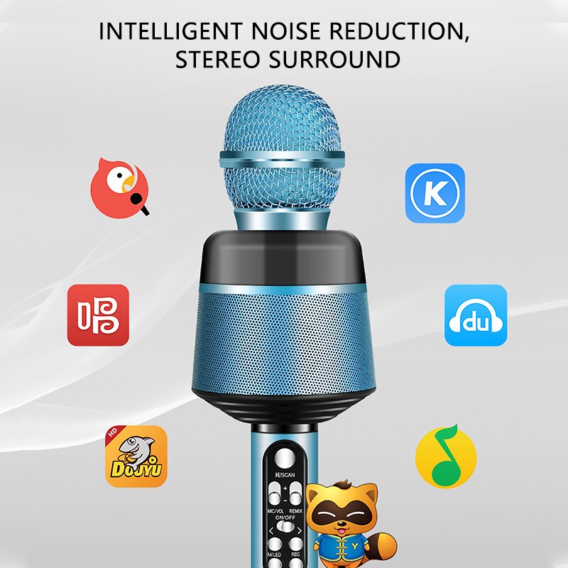 Micrófono inalámbrico Q008 con Bluetooth para Karaoke, condensador con USB, altavoz de mano con micrófono para cantar en teléfono móvil