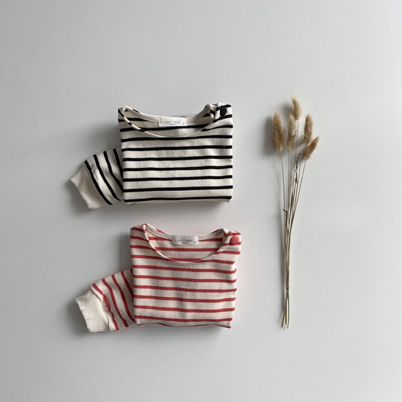 Striped Print Kids Baby Clothes Cotton Long Sleeve T Shirts Boys And Girls Long Sleeve Tops Autumn Baby Clothing