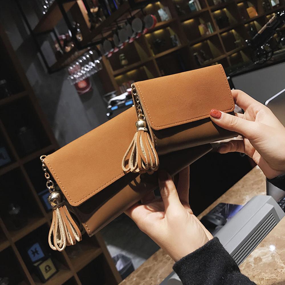 Bolsa de cartão de carteira de couro de cor pura