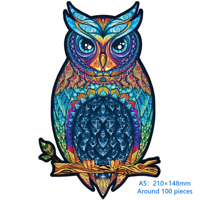 Unique Shape Wooden Animal Puzzles for Adults DIY Mysterious Owl Puzzle Animal Shaped Puzzles for Kids Jigsaw Puzzle: A5 Charming Owl