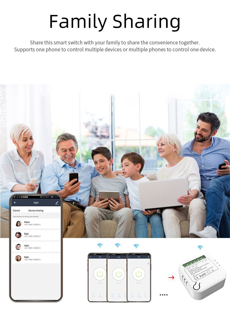 accorto WiFi + Bluetooth interruttore linea neutra e controllo APP abitare fuoco filo (universale) funziona con Alexa eco punto Google casa