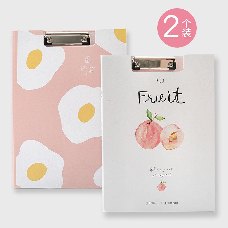 2pcs/set Cartoon A4 Flip Clip Student Cute Paper Clipboard Folder Pad for Office Supply Writing Clipboard Stationery School: H