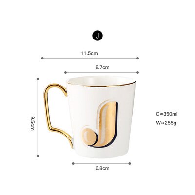 EWAYS – tasse à café en porcelaine avec poignée dorée, pour Couple, avec lettres créatives, d'anniversaire et de mariage: 9
