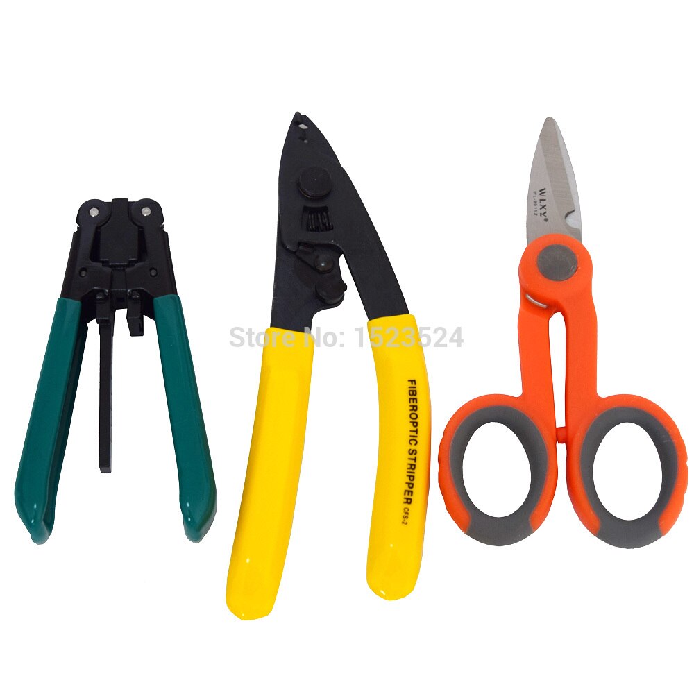 3 in 1 FTTH Tool Kits met Cable Stripper + CFS-2 Glasvezel Stripper + Kevlar Schaar