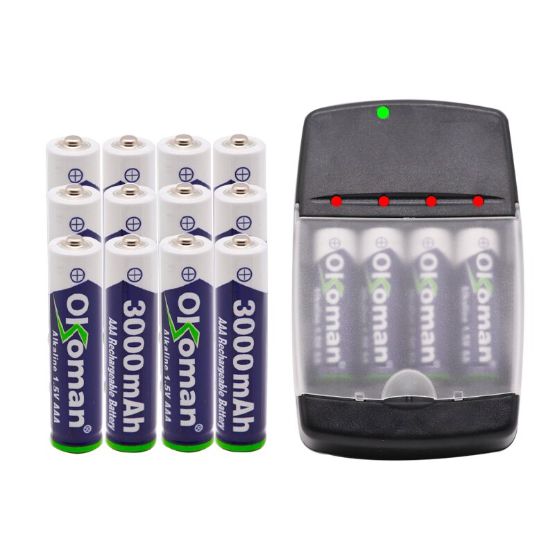 AAA Batterij 3000 mah 1.5 V Alkaline oplaadbare batterij voor Afstandsbediening Speelgoed licht Batterij en alkaline smart charger