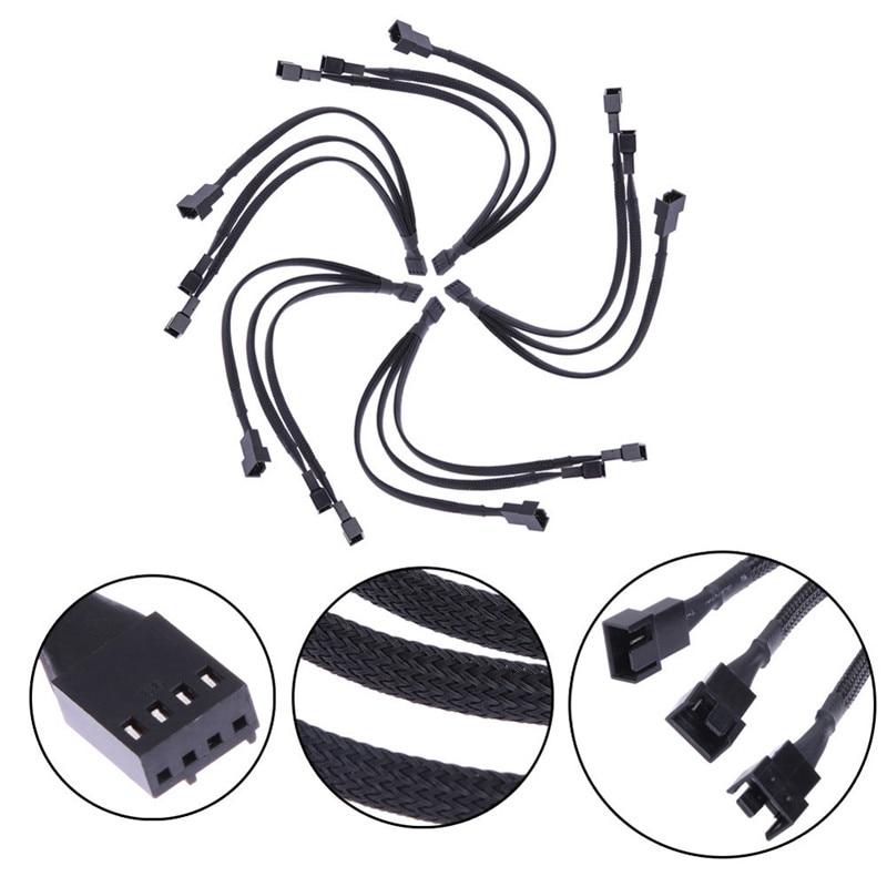 4pin to 3 Ways Y Splitter Cable Fan 4pin to 3 x 4pin/3pin PWM extender cablemore quiet effect better heat dissipation