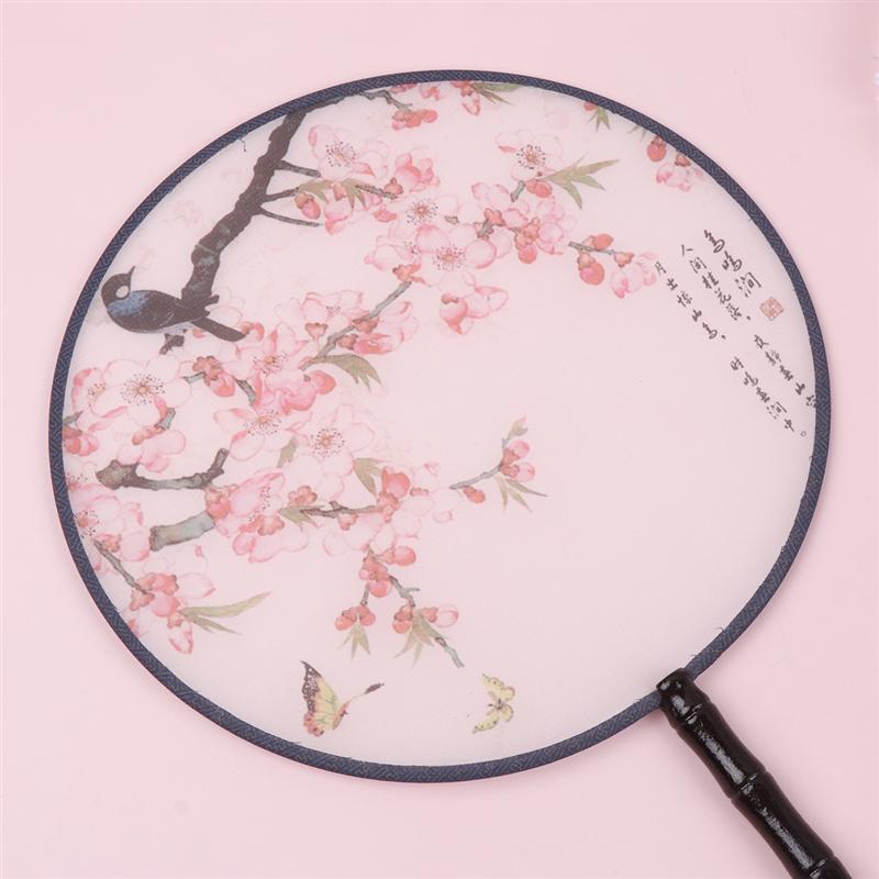 Vintage Hand Fan Chinese Style Dance Hand Fan Simulate Flower and Bird Fan Wooden Handle Hanfu Dress Up Accessary Painting Fan