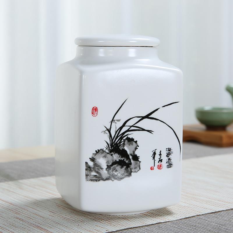 Orkidé bambus print te æske arrangør tør frugt opbevaring krukker kaffe sukker beholder dåser keramisk te krukke beholder 10*14.8cm: Orkidé