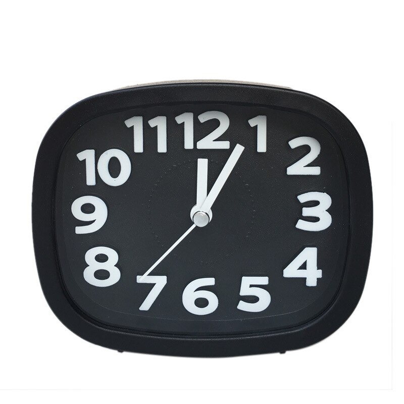 Round Alarm Clock Simple Style Wake Up Table Clock Square Silent Desk Clocks Snooze Portable Travel Alarm Clock Battery Powered: square black
