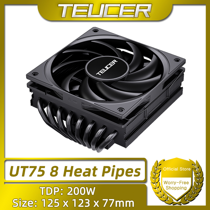 TEUCER UT75 8 Heat Pipe CPU Cooler TDP 200W Equipped with UT12015 FDB Fan For AM5 AM4 and Intel LGA1700 1200