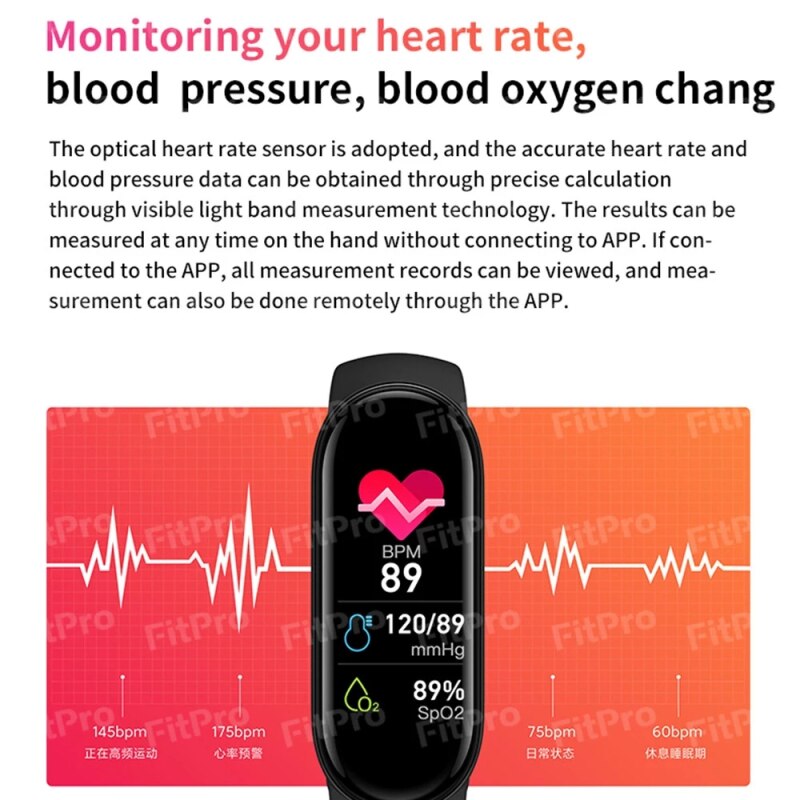 M6 Smart Horloge Armband Mannen Vrouwen Waterdichte Sport Smartwatch Fitness Tracker Hartslagmeter Voor Xiaomi Apple Android