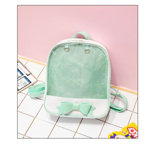 Mochila transparente para mujeres, bonitos bolsos con lazo para el colegio, minimochilas escolares negras para chicas adolescentes, recién llegadas, mochila: green
