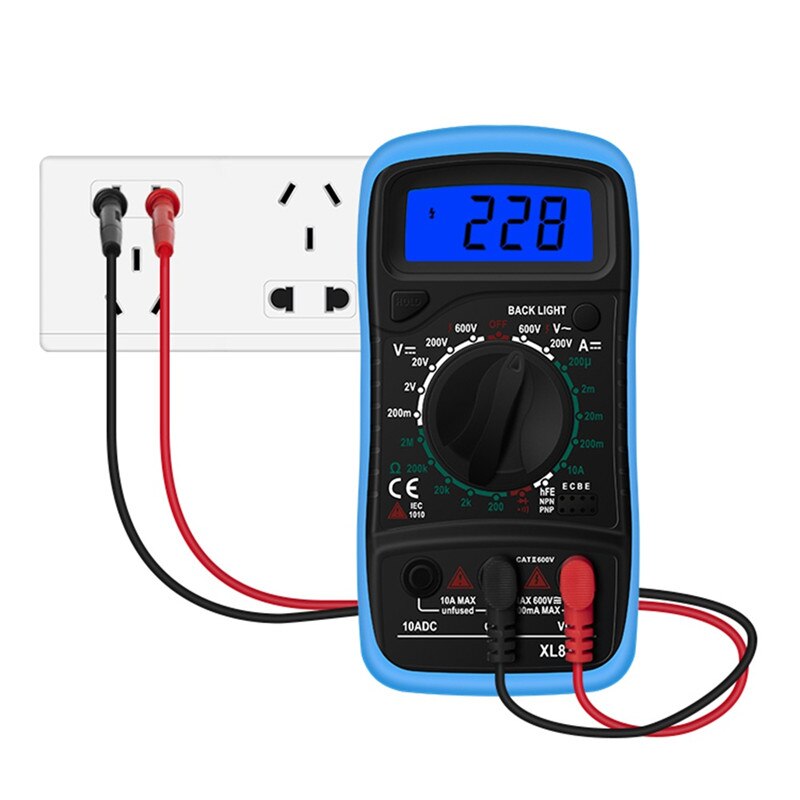 1PC Digital Multimeter AC/DC Ammeters Volt Ohm Tester Meter Multimetro With Thermocouple LCD Backlight Portable: XL830L Blue