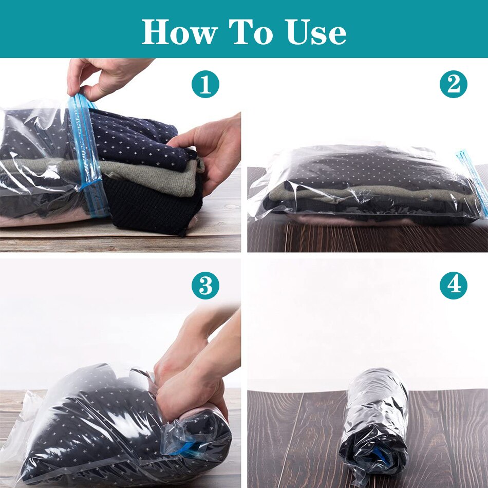 Sac de rangement sous vide transparent multi-usages, nécessaire de voyage, sacs d'emballage à Compression pour vêtements, gain d'espace, anti-poussière