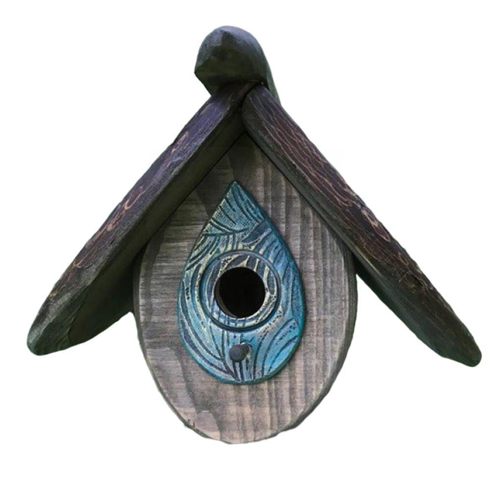 Casa de madera colgante para pájaros, decoración tallada pintada a mano, accesorio para pajarera, Patio al aire libre, Ga R4n2