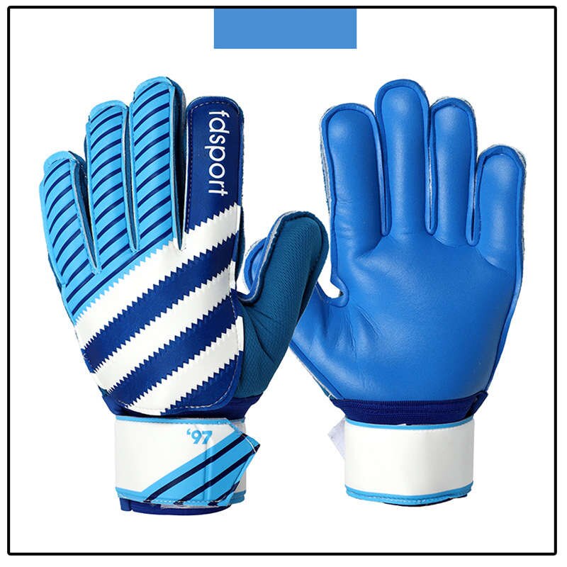 NUOVO Professionale di Calcio Guanti Dito Addensato Guanti In Lattice Portiere di Usura-resistente Guanti di Calcio Portiere Guanti: Blue / 8